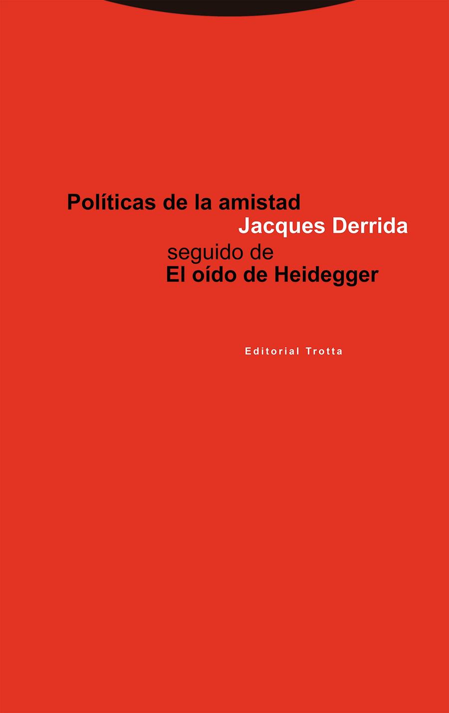 Políticas de la amistad seguido de El oído de Heidegger | Derrida, Jacques | Cooperativa autogestionària