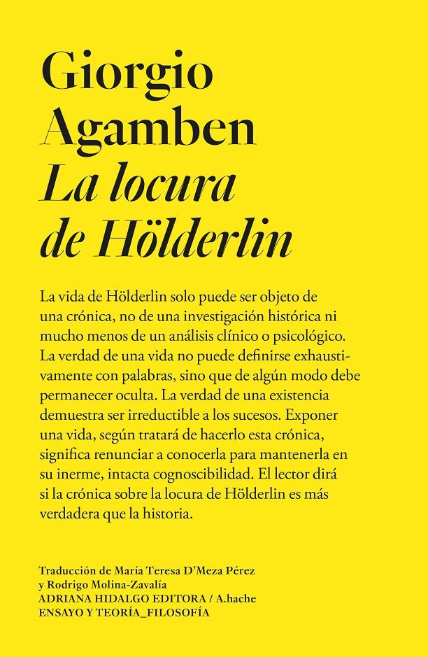 La locura de Hölderlin | Agamben, Giorgio | Cooperativa autogestionària