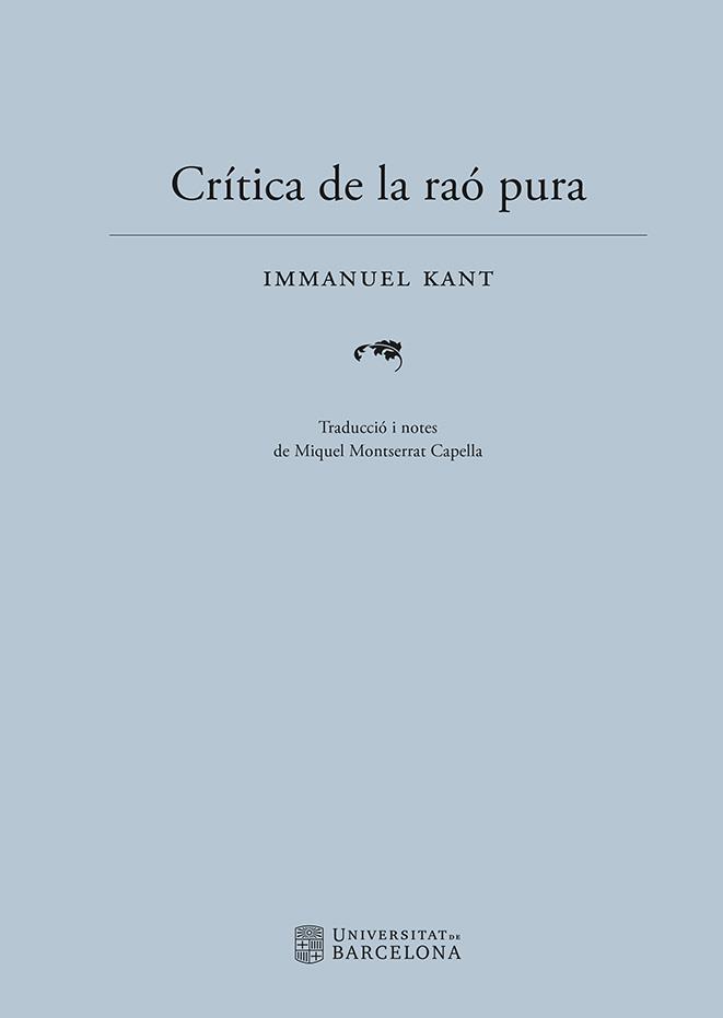 Crítica de la raó pura | Kant, Immanuel | Cooperativa autogestionària